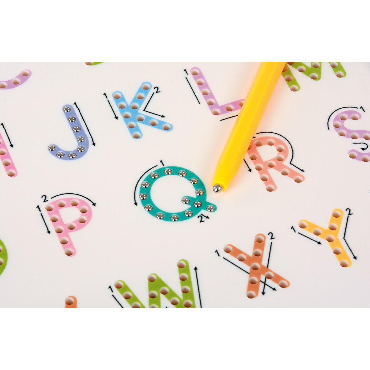 alphabetbuchstaben, buchstaben tracing, perforierte buchstaben, bildungsspielzeug, stift zum nachzeichnen, Alphabetperlen, Buchstabenperlen, Perlenstifte, Buchstaben-Puzzle, Gelber Bleistift
