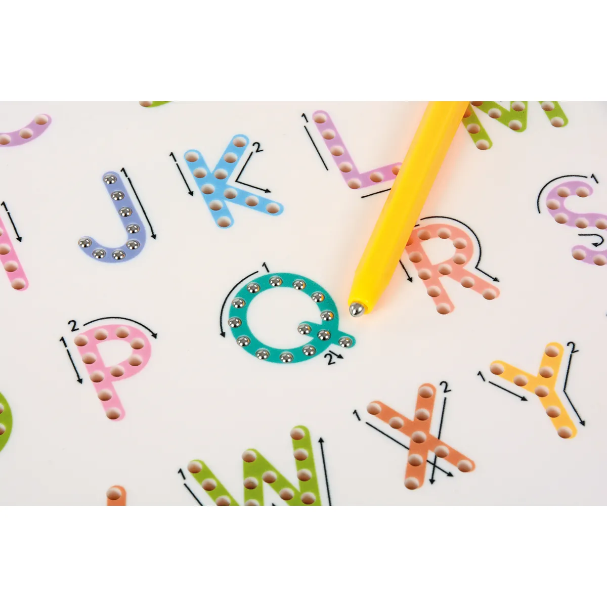alphabetbuchstaben, buchstaben tracing, perforierte buchstaben, bildungsspielzeug, stift zum nachzeichnen, Alphabetperlen, Buchstabenperlen, Perlenstifte, Buchstaben-Puzzle, Gelber Bleistift