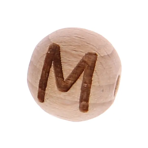 Letter beads 12mm with laser engraving - drilled horizontally M 154 in stock 