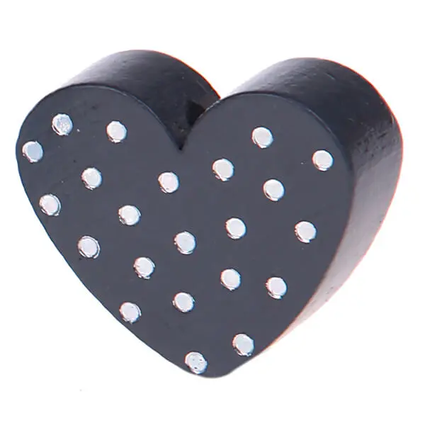 Heart motif bead with glitter dots gray 738 in stock 