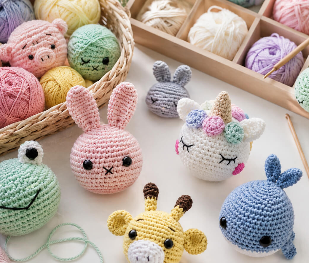 amigurumi, Stofftiere, Kuscheltiere, Rund, Bunt