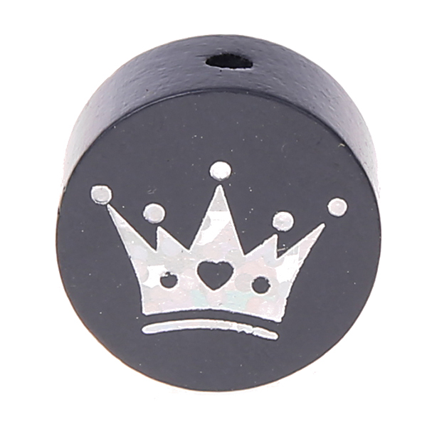 Glitter crown motif bead gray 521 in stock 