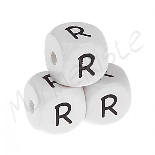 Buchstabenperlen weiß 10x10mm geprägt R 263 auf Lager