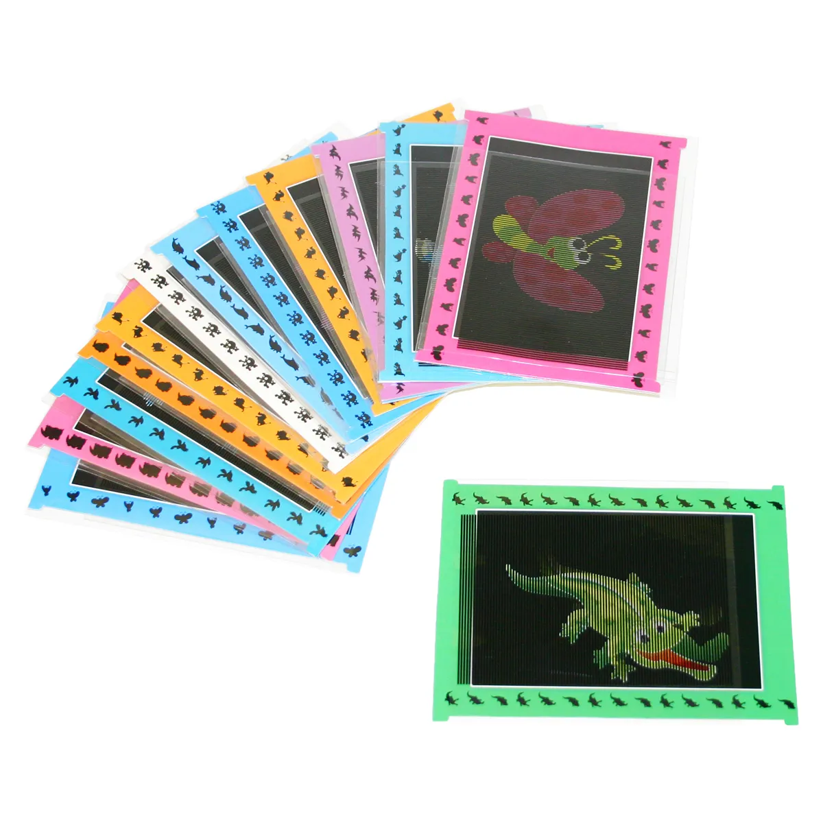 Polaroid‑style Rahmen, Bunte Rahmen, Drachenkunst, Schmetterlingskunst, Kartenfilm Zubehör, swa puzzle, neon frames, colorful cards, dragon artwork, butterfly border