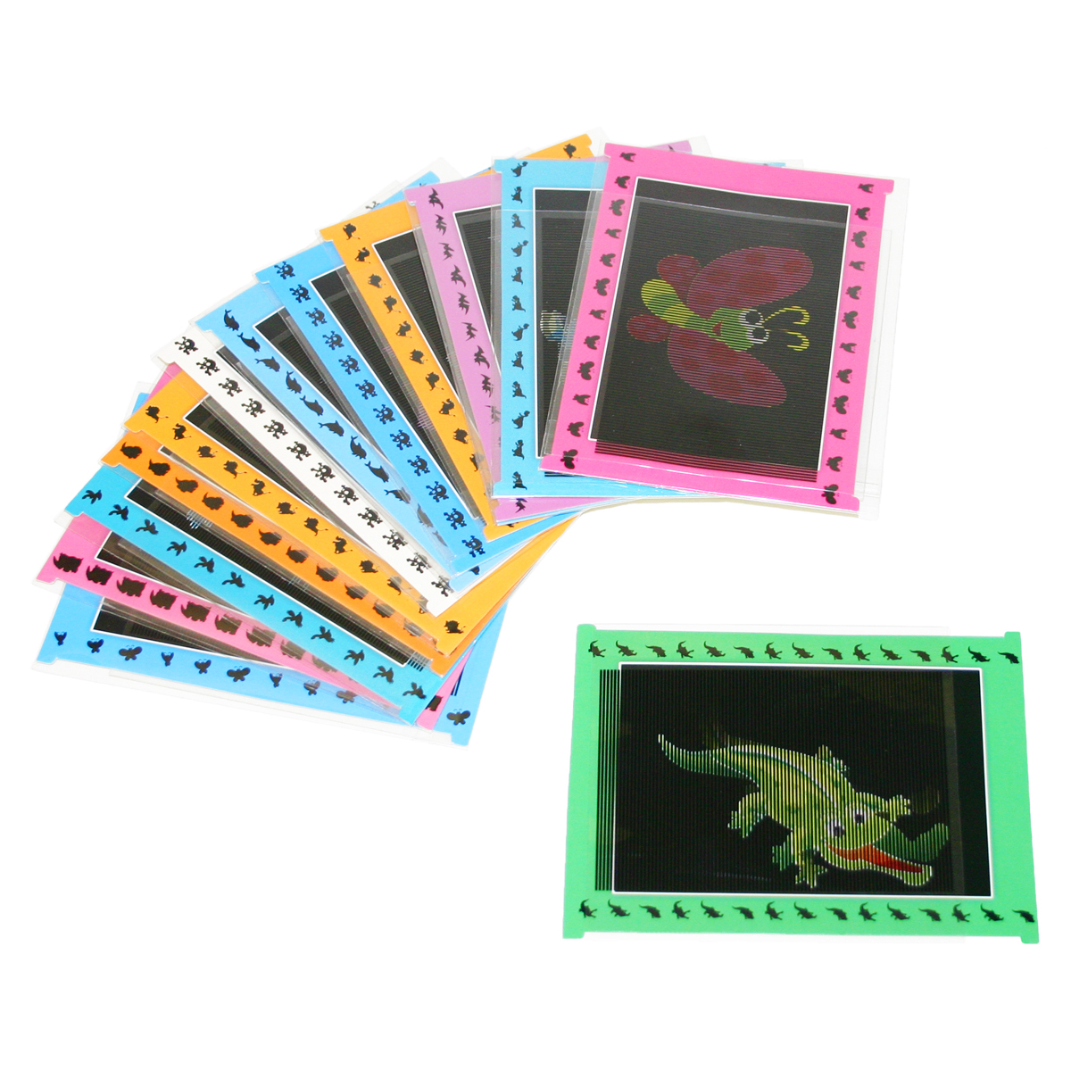 Polaroid‑style Rahmen, Bunte Rahmen, Drachenkunst, Schmetterlingskunst, Kartenfilm Zubehör, swa puzzle, neon frames, colorful cards, dragon artwork, butterfly border
