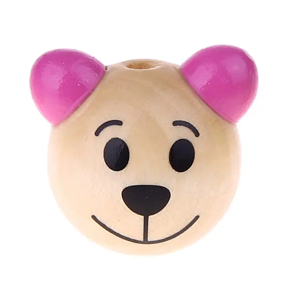 3D bear III motif bead natural pink 555 in stock 
