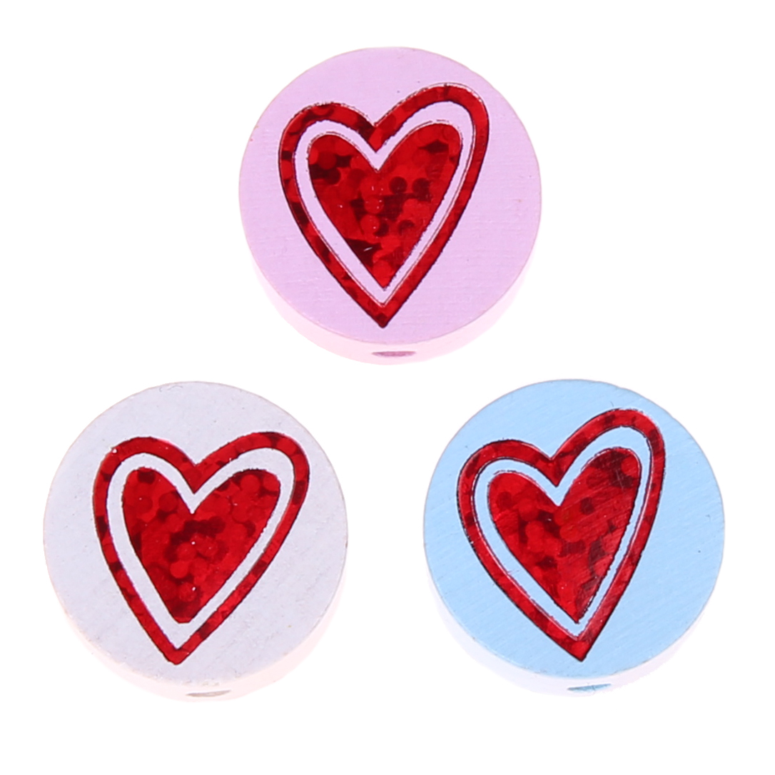 Motif bead disc heart glitter