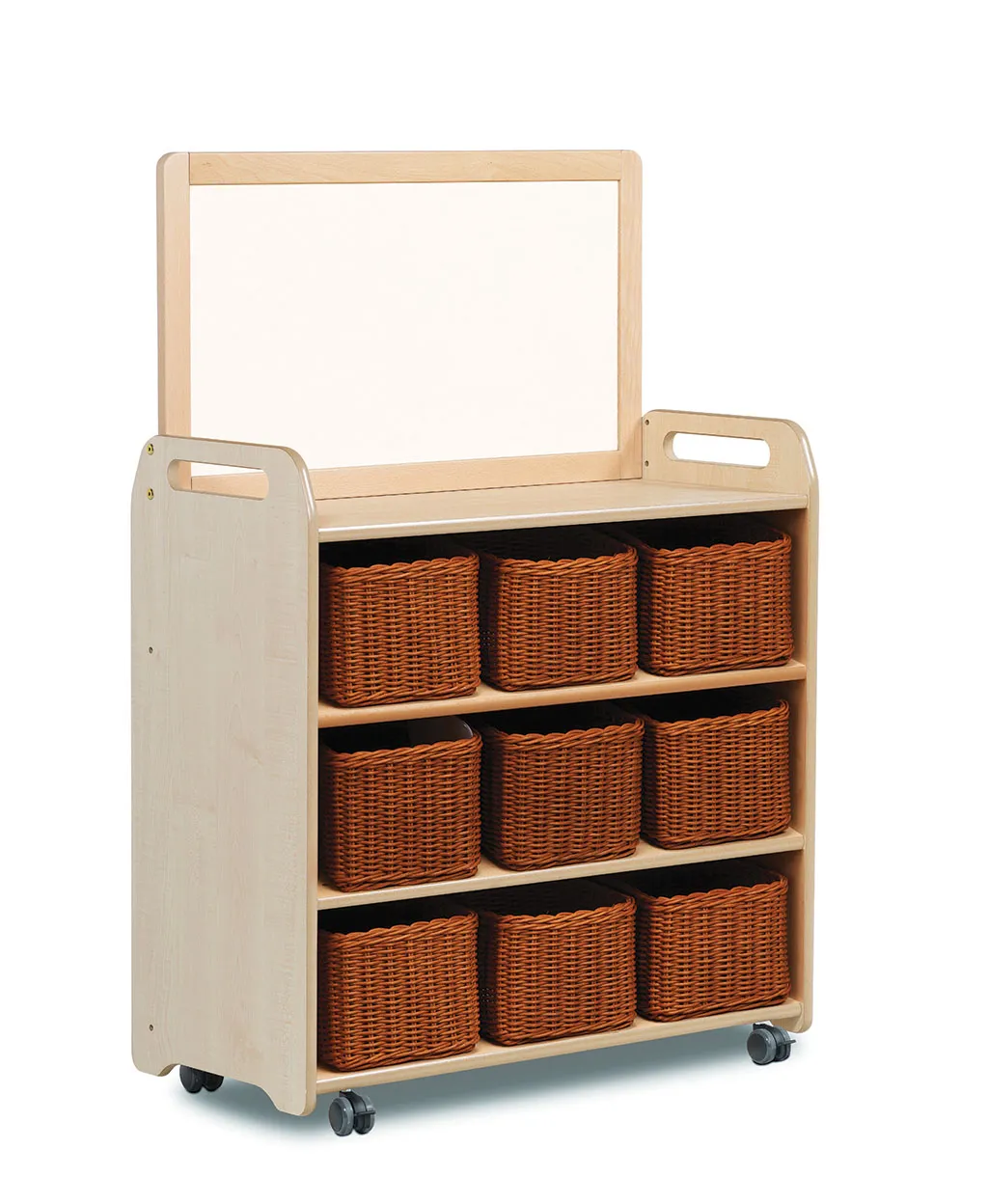 Korbregal, Aufbewahrungskorb, Rollwagen, Holzkästen, Laden mit Rädern, Ahornholz, Wagen, Wäschestation, Wiegensystem, Aufbewahrungskorb, Kinderregal, Wandtafel, Aufbewahrungswagen, Körbe, Rollen wheels