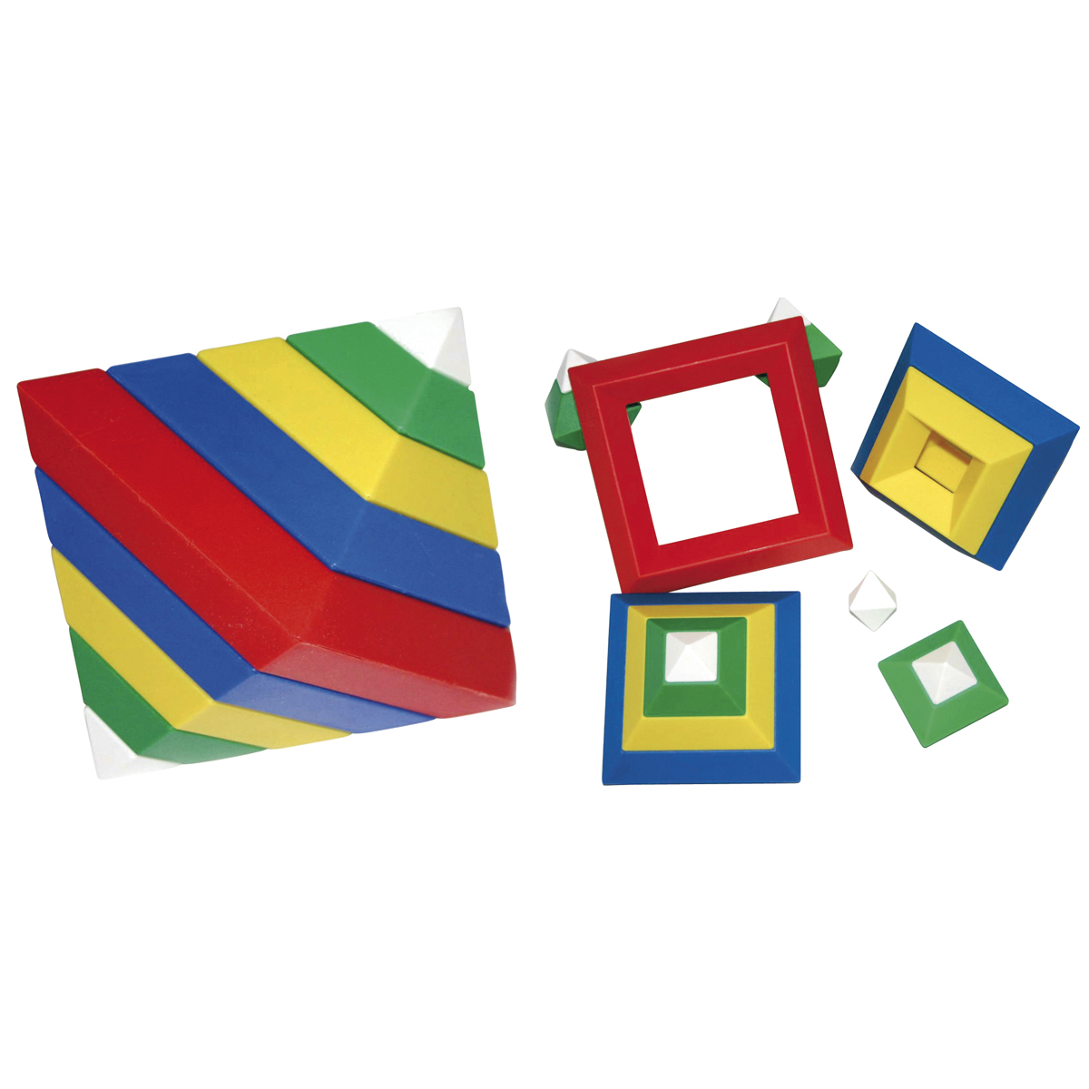 Holzspielzeug, Stapelspiel, Geometrische Form, Bunte Würfel, Konstruktionsspielzeug