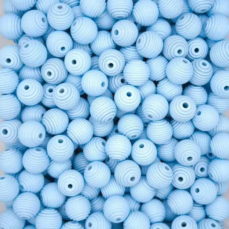 Rillenperlen 18mm • 10 Stück babyblau 50 auf Lager