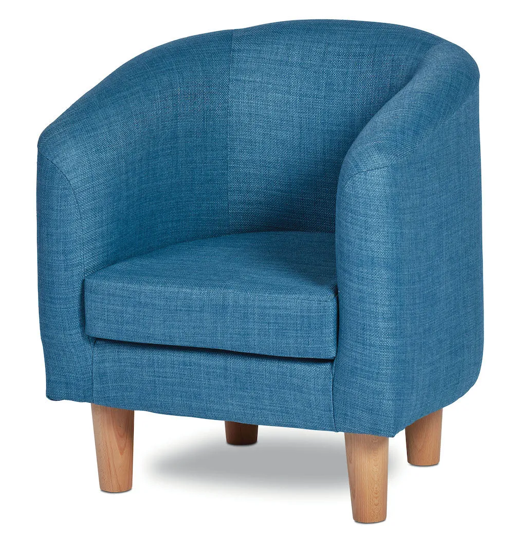 Sessel, Stuhl, Polstersessel, Holzbeine, blau