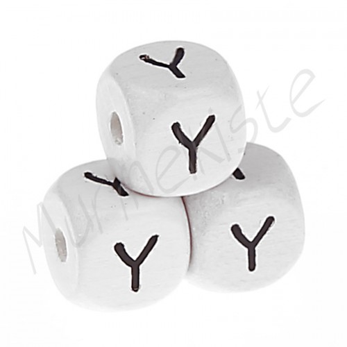 Buchstabenperlen weiß 10x10mm geprägt Y 289 auf Lager