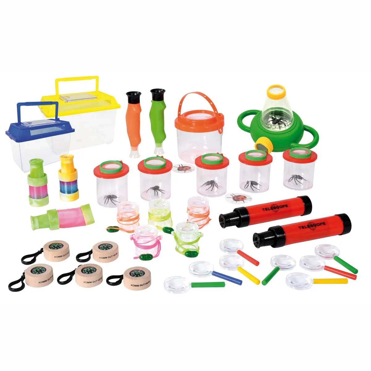 Insektenfang-Set, Laborlabor Spielzeug, Miniature Probenbehälter, Sammelklebeflaschen, Sortierglas, Koffer/Box-Set, Insektenbehälter?, Kinder-Experiment?, Beobachtungsgläser, Teleskop?