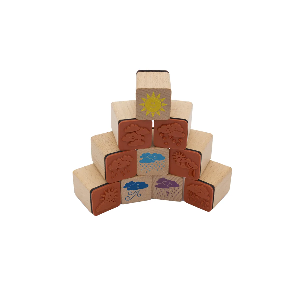 Holzstempel, Wetterstempel, Sonnenmotiv, Wetter-Icons, Kinderspielzeug, Holzstempel, Stempelblock, Wetterzeichen, Sonnenmotiv, Wetterstempel