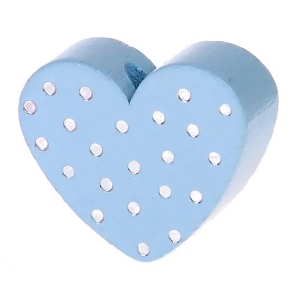 Heart motif bead with glitter dots baby blue 1293 in stock 