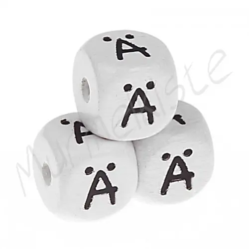 Buchstabenperlen weiß 10x10mm geprägt Ä 292 auf Lager
