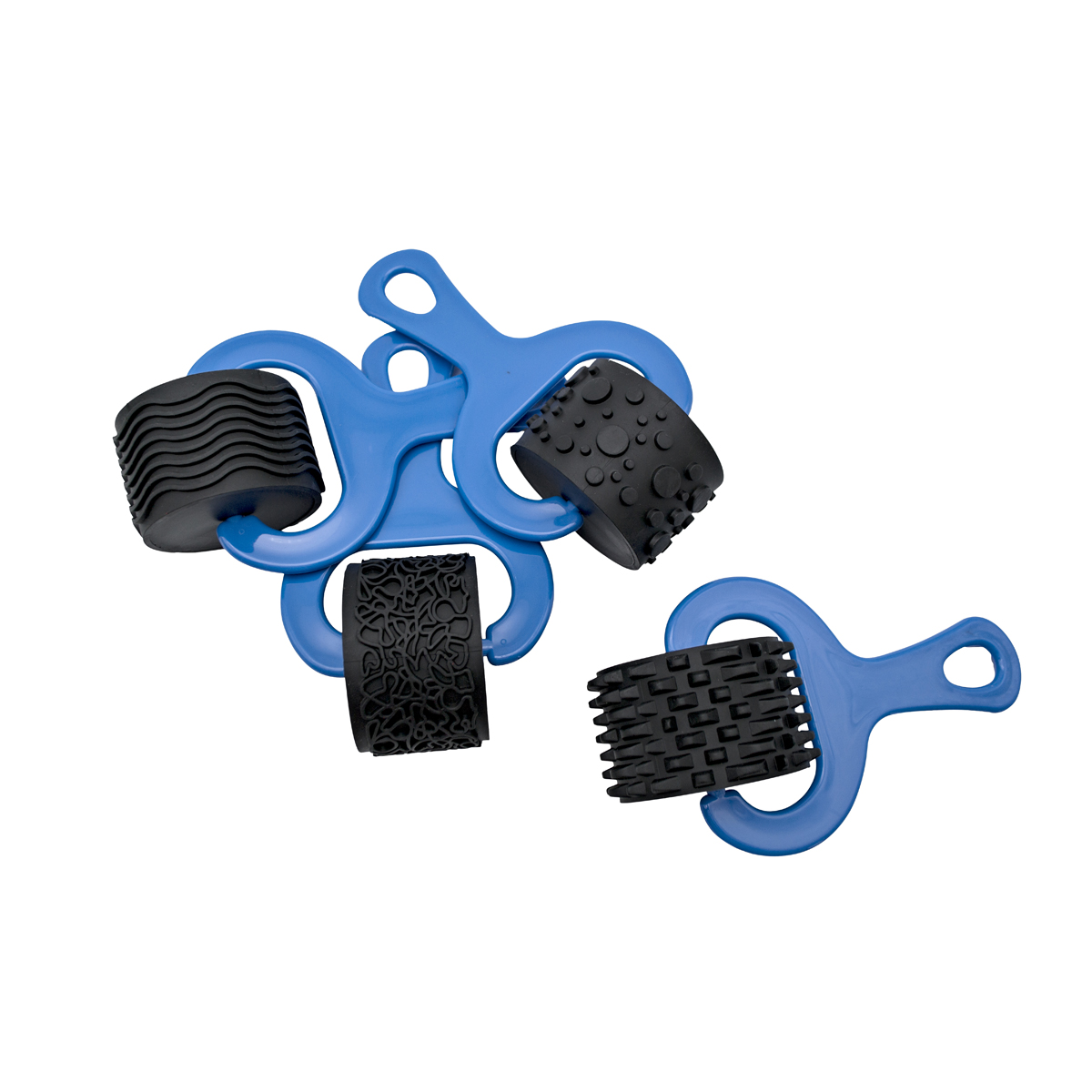 Übungshilfen, Handgriffe, blaues Silikon, Massagerollen, Finger-Massage, Fingertrainer, Haltetraining, Gummi-Griff, Blau, Silicone-Griffe