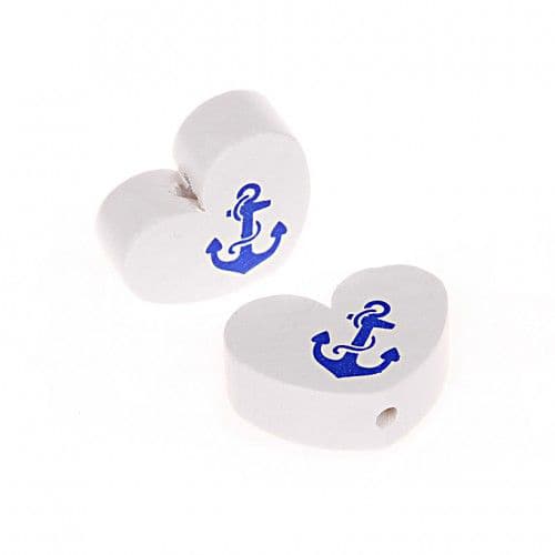 Heart motif bead with anchor white 201 in stock 