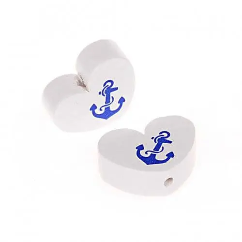 Heart motif bead with anchor white 217 in stock 