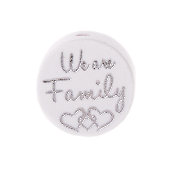 Motivperle/Holzperle "We Are Family" weiß 460 auf Lager