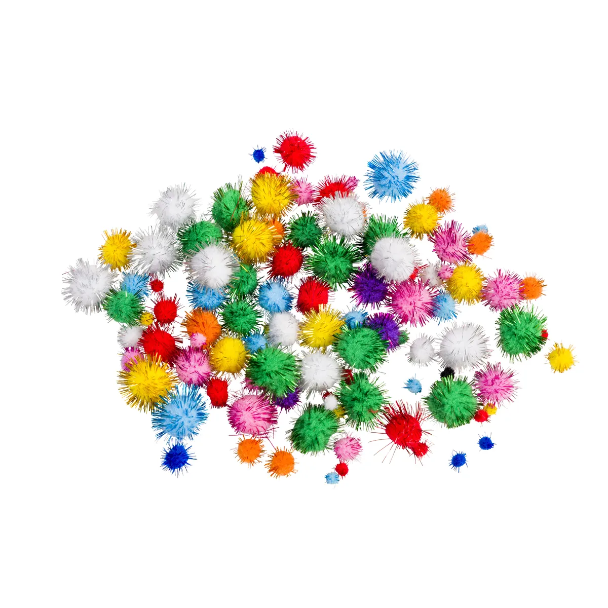 Pom-Poms, Tassels, Konfetti-Bälle, bunte Pom-Poms, Basteldekoration, Pompom, bunt, bunt gemischt, Konfetti, Pompom-Kugeln