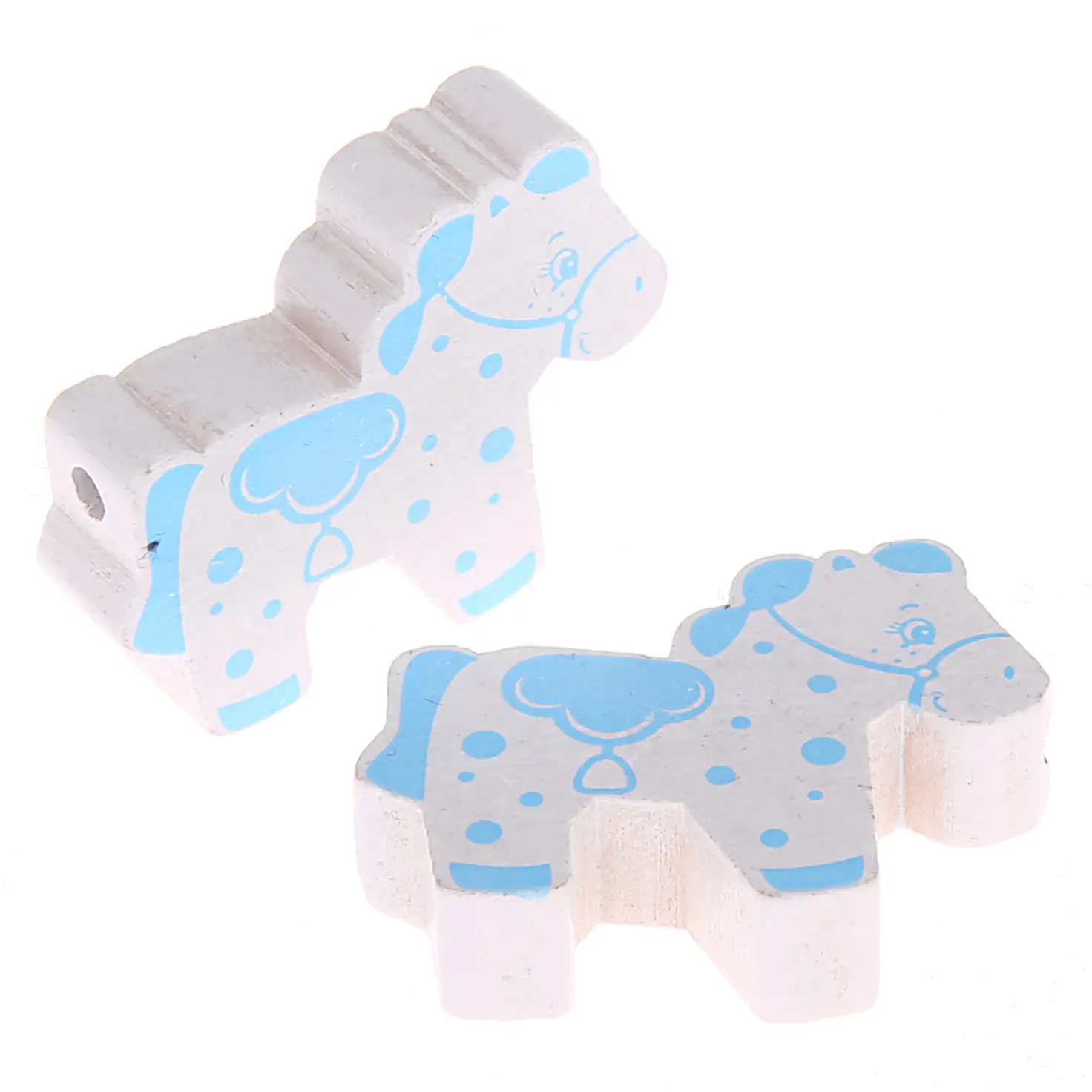 Horse motif bead white-baby blue 392 in stock 