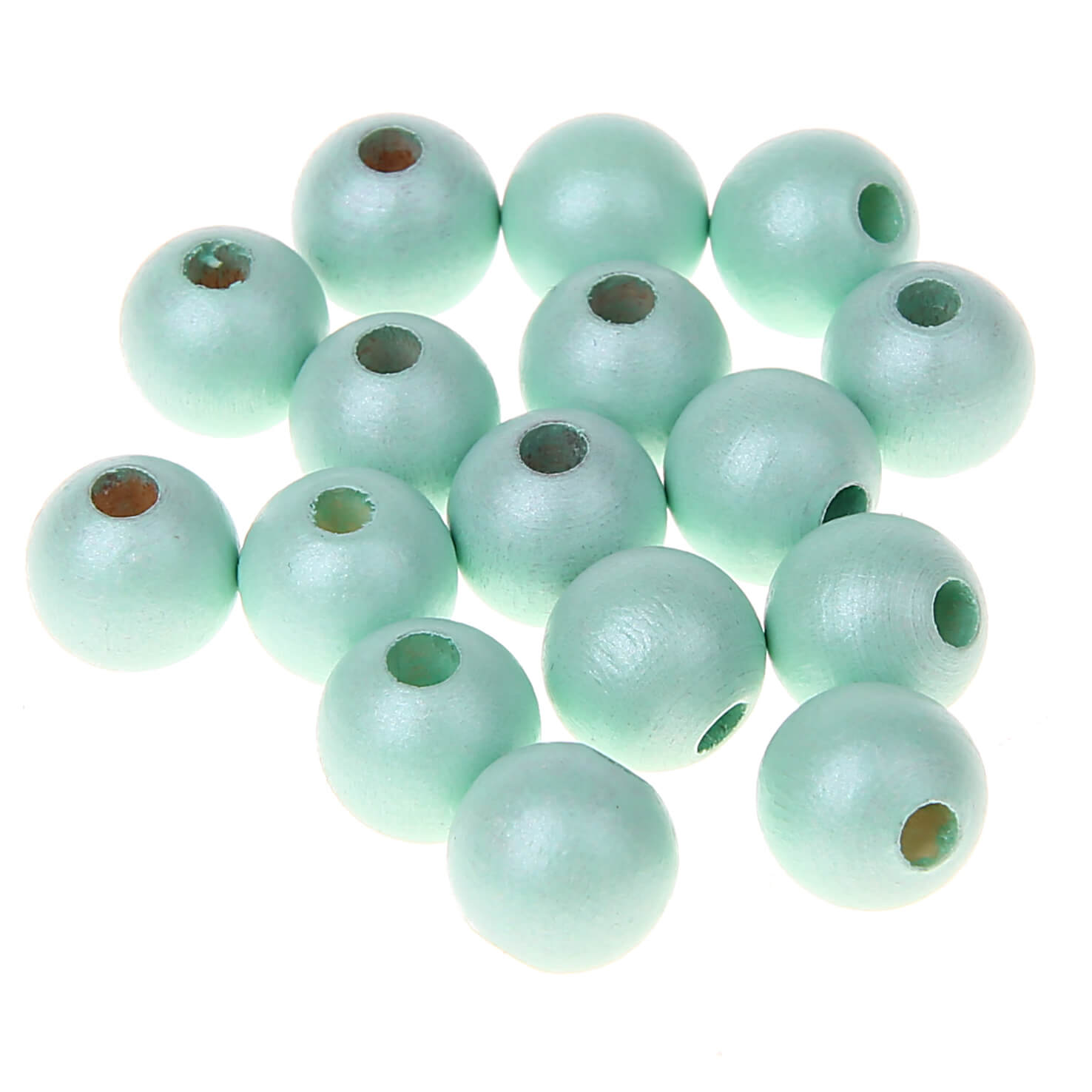 Holzperlen Perlmutt 12mm • 25 Stück mint 118 auf Lager