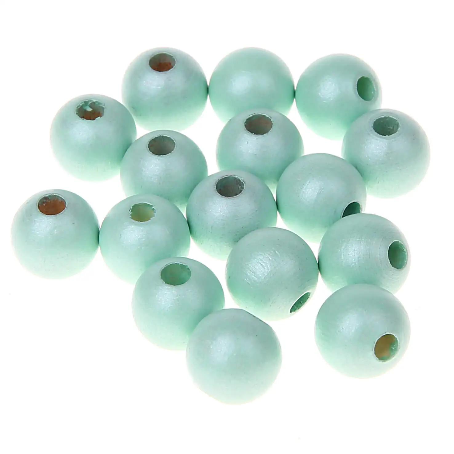 Holzperlen Perlmutt 12mm • 25 Stück mint 36 auf Lager