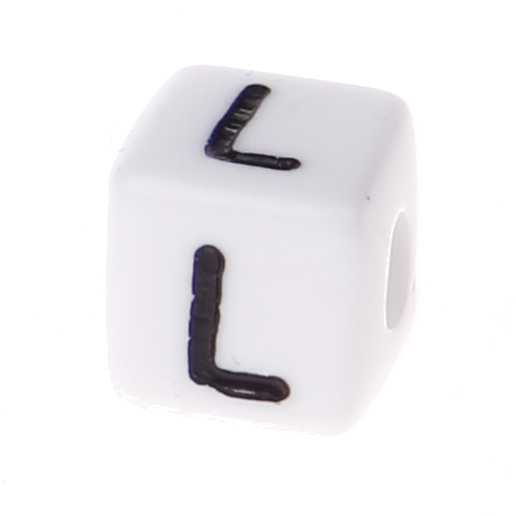 Plastic letter cube 10x10mm white/black - 10 pcs L 259 in stock 