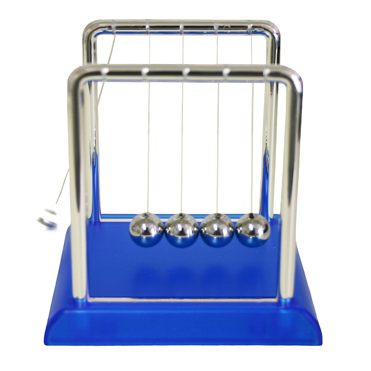 Kugelbahn, Kugelbahn-Set?, Stahlrahmen, Metallkugeln, blauer Sockel, Niedlich, Quizspule, Schwungpendel, Himmelblau, Miniatur-Newtonpendel