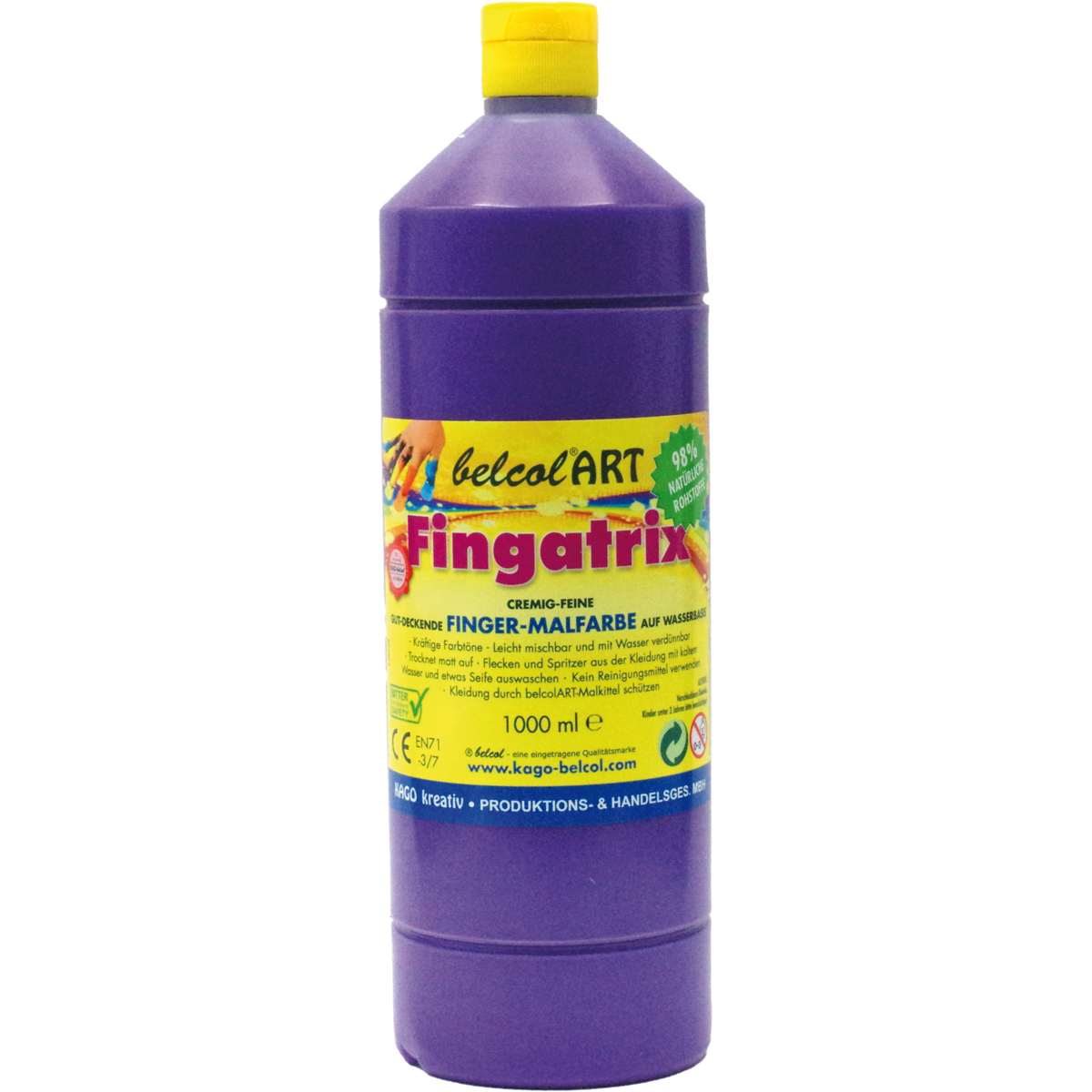 Farbe, Kunststoffflasche, Fingermalfarbe, Lila, 1000 ml, Farbflasche, Fingerfarben, Kunstfarbe, 1000 ml, Violett