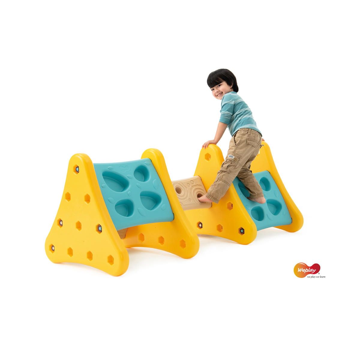 Kletterspiel, Klettergerüst, Spielgerät, Kinderkletterwand, Gelb-Blau