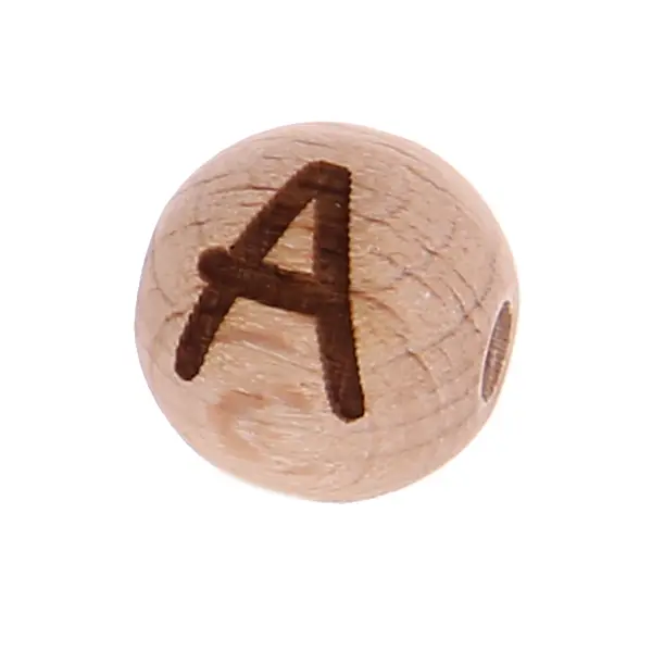 Letter beads 12mm with laser engraving - drilled horizontally A 500 in stock 