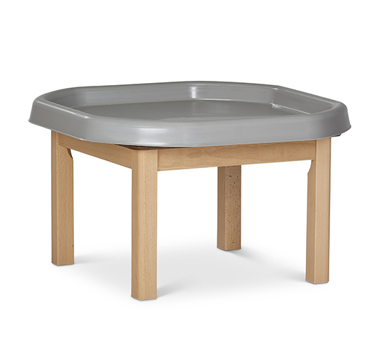 Kinder-Tisch, Sandkasten-Tisch, Holzbeine, Grau-lackiert, Spielzeug-Tritt, Kinderhocker, Rutsche?