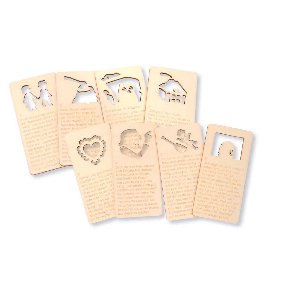 Holzspielsachen, Erzählkarten, Cutout-Illu, Figuren, Tiere, Holzkarten, Kinderbuch, Erzählkarten, Puppenhaus-Accessoire, Schnelltext