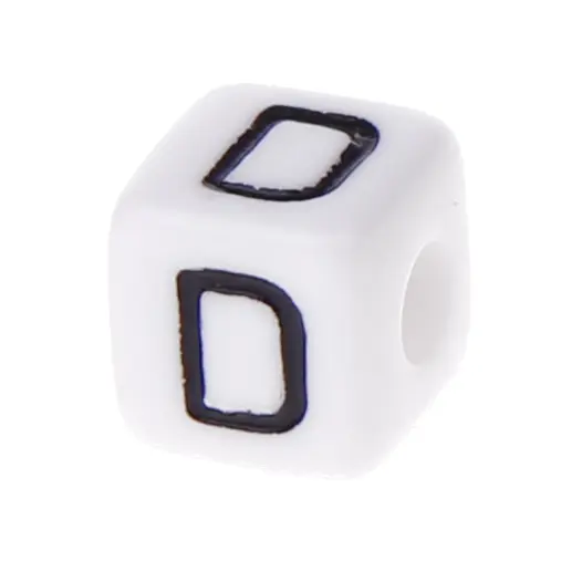Plastic letter cube 10x10mm white/black - 10 pcs D 126 in stock 