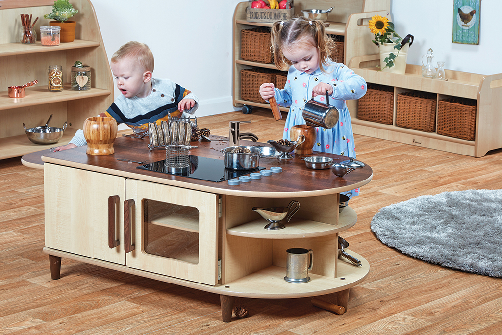 Küche, Kinderküche, Spielzeugküche, Holz, Kochutensilien, Kinderküche, Küche Spielzeug, Holzküche, Glas- und Metallutensilien, Spielzimmer Einrichtung