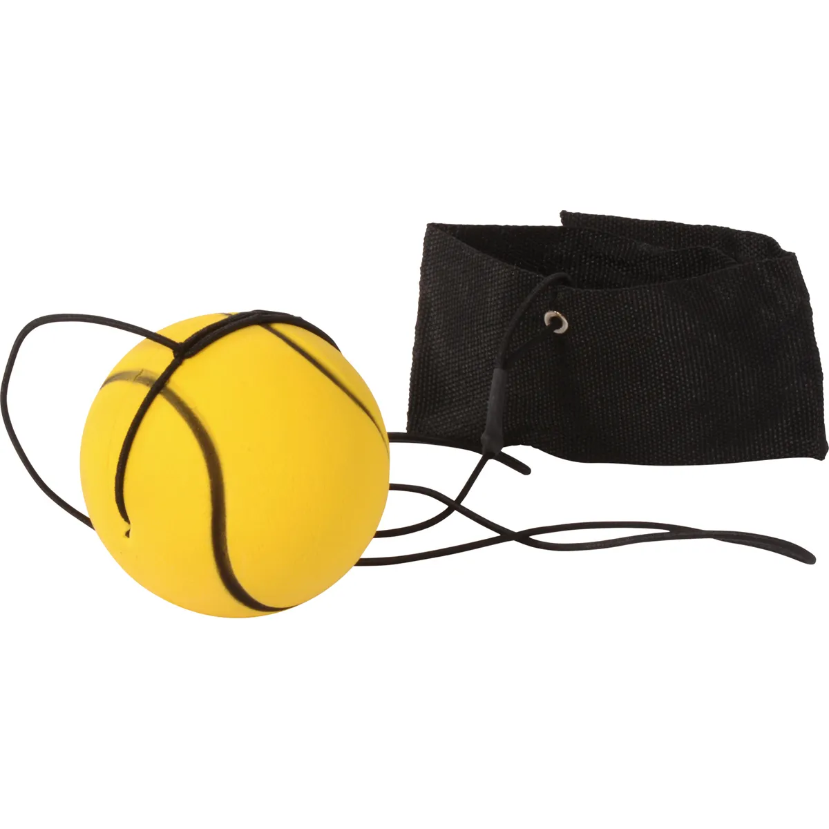 yoga ball, gelber ball, schwarz, ball mit schnur, schlauch, ball, gelb, squash-ball, training-ball, kordeln?