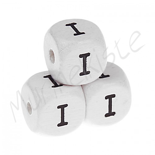 Buchstabenperlen weiß 10x10mm geprägt I 253 auf Lager