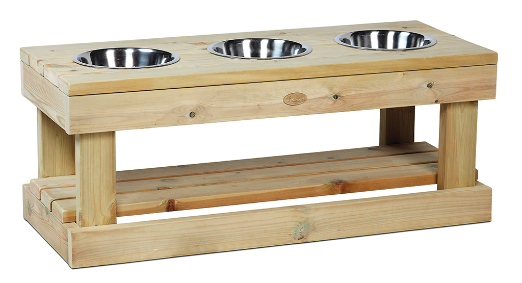 Holz, Katzen-/Hundeschüsselhalter, Nahrungsmittelhalter, Holzträger, 3-Schalen-Stand, holz, futterschüssel, holzpodest, dreiteilig, stabile struktur
