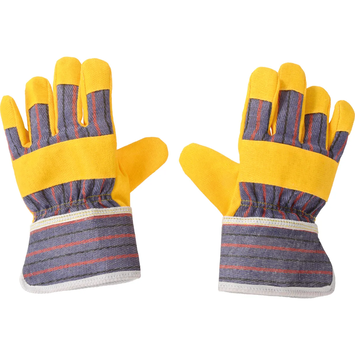 Arbeitshandschuhe, gelbe Handschuhe, Stoffhandschuhe, gestreifte Bündchen, Paar Handschuhe, arbeitshandschuhe, gelbe handschuhe, stoffhandschuhe, gestreifte cuff, schutzhandschuhe