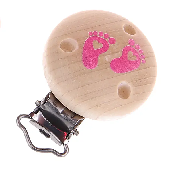 Pacifier clip baby feet natural pink 7 in stock 