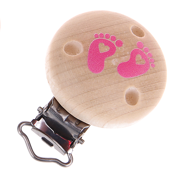 Pacifier clip baby feet natural pink 16 in stock 