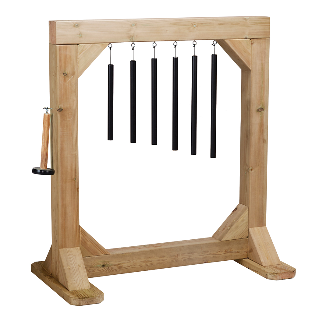 Holzrahmen, Hängewerk, Glockenspiel, Windgong, Schwarz, Holzrahmen, Windspiel, Windspiel mit Glocken, Holzständer, Schlagsystem