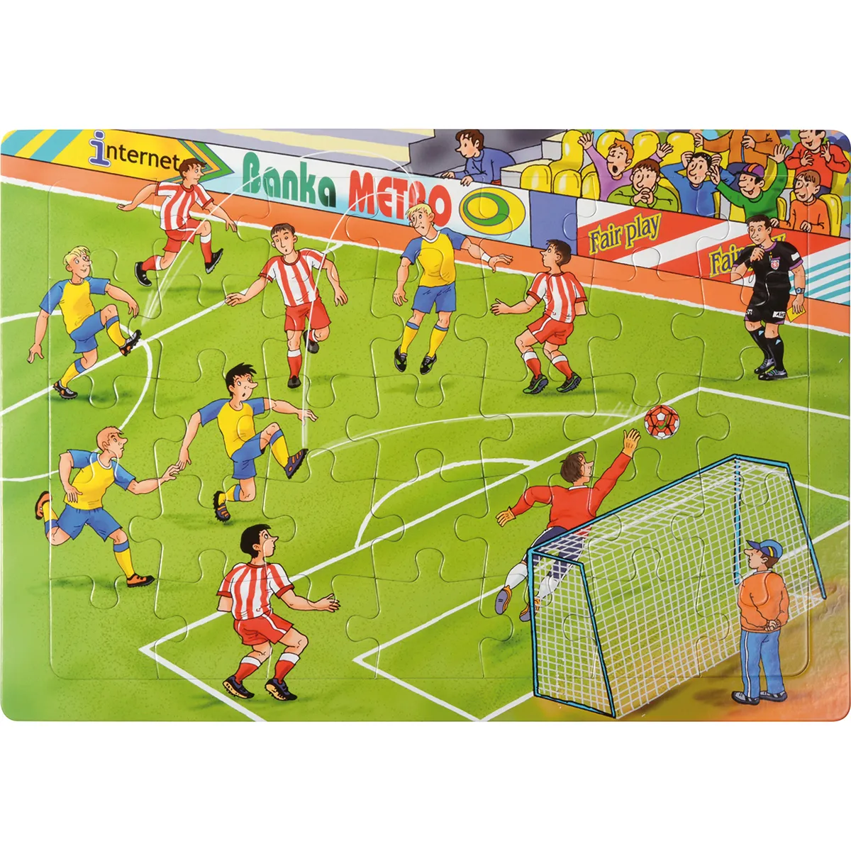 Fussballplatz, Fußballtor, Puzzle, Spielszene, Mannschaftssport, Puzzle, Fußball, Football, Tor, Spieler