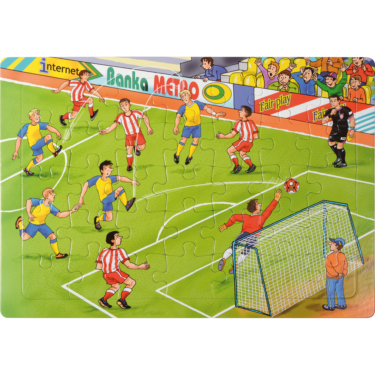 Fussballplatz, Fußballtor, Puzzle, Spielszene, Mannschaftssport, Puzzle, Fußball, Football, Tor, Spieler