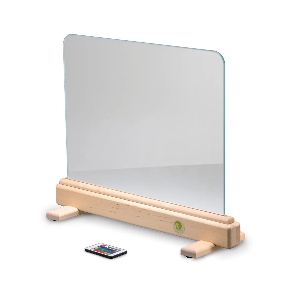 Spiegel, Holzständer, Spiegelglas, Tischspiegel, Fernbedienungslager, Spiegel, Holzständer, LED-Spiegel, Kleiner Spiegel, Fernbedienung