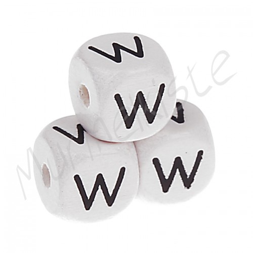 Buchstabenperlen weiß 10x10mm geprägt W 515 auf Lager