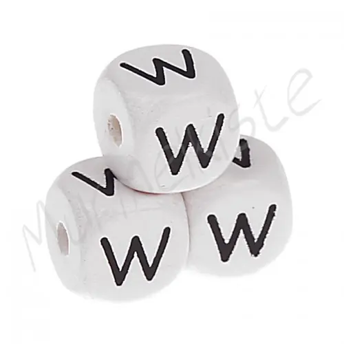 Buchstabenperlen weiß 10x10mm geprägt W 563 auf Lager