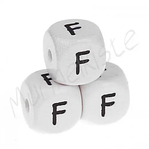 Buchstabenperlen weiß 10x10mm geprägt F 386 auf Lager